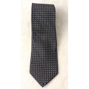 Paco Rabanne Italian Silk Tie Black Blue Geometric Pattern‎ Men's Luxury Necktie